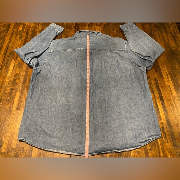 Woolrich Denim Chambray Long Sleeve Shirt Men’s XXL 2XL Blue Medium Wash Pocket - Picture 8 of 9
